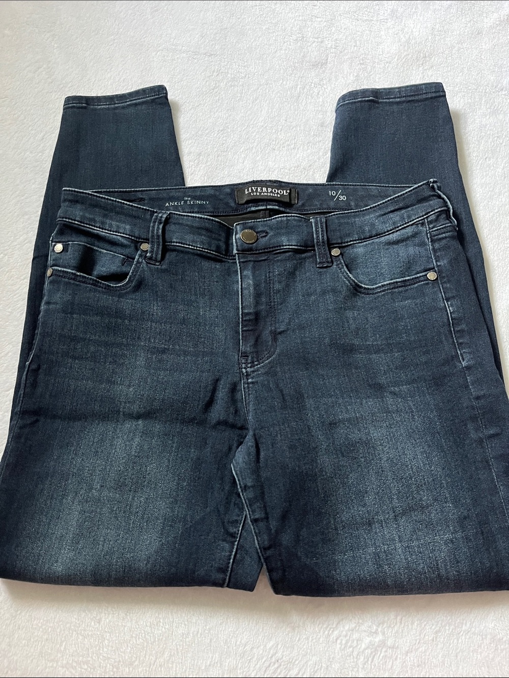 Liverpool Ankle Skinny Jeans - Dark Wash Blue